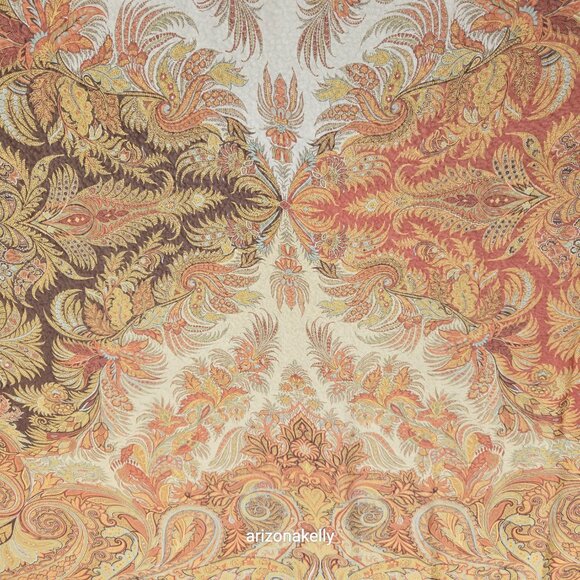 NWOT ETRO 100% Silk Square Scarf Crepe Fall Colors Earth Tones Italy Milan - Picture 14 of 16